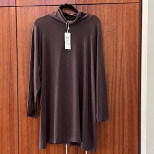 NEW Eileen Fisher fine jersey scrunch neck long top